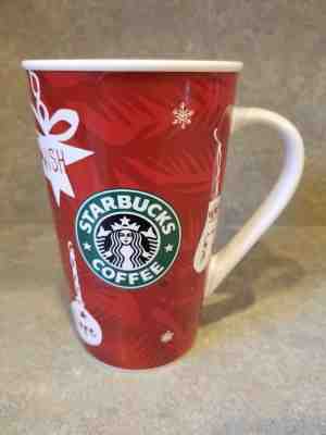 Starbucks Holiday 2009 New Bone China Tall 16oz Red Christmas Coffee Mug / Cup - Sold on eBay Nov, 12th 2018 for $14.00