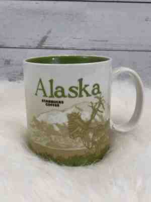 Rare Starbucks ALASKA 16 oz Icon Coffee Mug Discontinued Caribou Bear Mountains