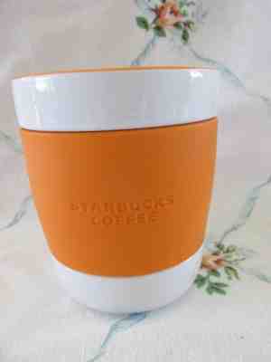 Starbucks 2009 Orange White Ceramic Tumbler 12oz Cup Mug Rubber Grip No Handle C - Sold on eBay Nov, 11th 2018 for $12.99
