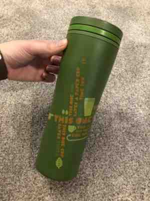 EUC Starbucks Recycled Reusable Travel Tumbler Mug Green Twist Top 20 fl.oz 2010 - Sold on eBay Nov, 18th 2018 for $10.98