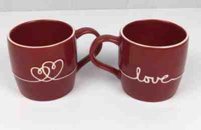 Starbucks Set of 2 Red Heart Love Coffee Mugs Cups 2010 Bone China Valentine - Sold on eBay Nov, 15th 2018 for $15.00