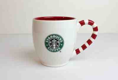 Starbucks 2010 Holiday Mug Candy Cane Handle With Snowflakes - Sold on eBay Nov, 14th 2018 for $8.00