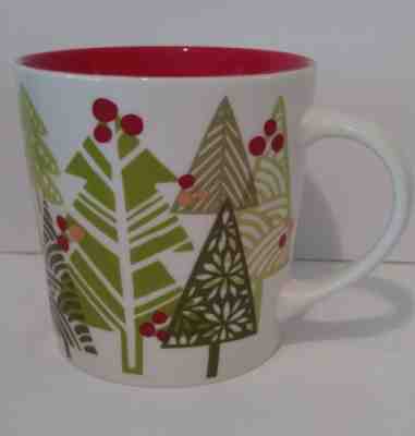 Starbucks 2010 Christmas Trees Coffee Mug Cup Bone China 16 Oz White Green Red - Sold on eBay Nov, 14th 2018 for $9.75
