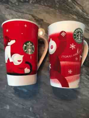 TWO-Starbucks 2010 and 2011 Mug Coffee Latte Stories Are Gifts Share Christmas - Sold on eBay Nov, 12th 2018 for $22.00