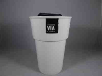 VIA Ready Brew Starbucks Travel Cup Mug Tumbler Lid 2011 Bone China Green/White - Sold on eBay Nov, 15th 2018 for $8.00