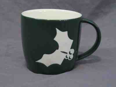 Starbucks Coffee Mug 2011 Dark Green with Engraved Logo & Mistletoe Bone China - Sold on eBay Nov, 15th 2018 for $19.79