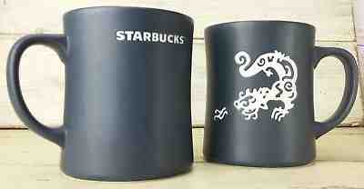 Pair of Starbucks Red & Matte Black  Komodo Dragon Mugs 2011