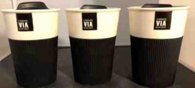 3 Starbucks 2011 Via Ready Brew Travel Mugs Green W/ Lids Rubber Grip 8oz. New - Sold on eBay Nov, 13th 2018 for $24.99