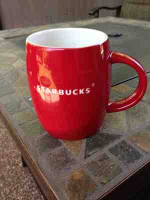 Starbucks 2011 Coffee Mug Red and White Embossed Starbucks Name - Sold on eBay Nov, 13th 2018 for $5.99