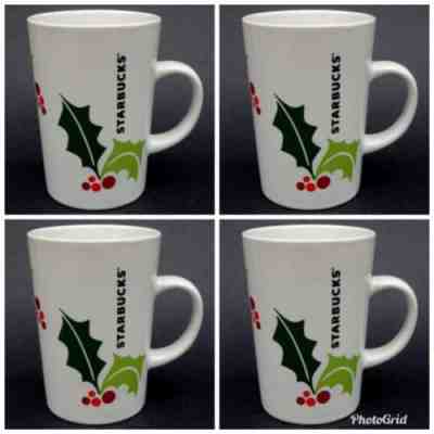 Starbucks Cup Mug Holiday Holly Berries 2011 White Red Green 10.6Oz~set Of 4 NEW - Sold on eBay Nov, 11th 2018 for $19.99