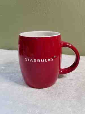 Starbucks 2011 Coffee Red Cup Mug  Barrel Shape with Engraved White Letters - Sold on eBay Nov, 11th 2018 for $12.50