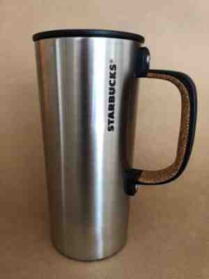 Starbucks Stainless Travel Mug Cork Accents w/ Handle Lid 2012 Clean And Rare! - Sold on eBay Nov, 17th 2018 for $15.99