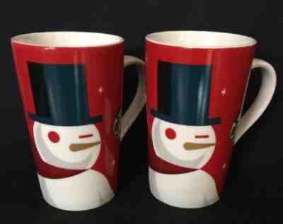 Starbucks Large Pair Of Mugs Mug Coffee Latte Holiday Snowman 2012 Oversize - Sold on eBay Nov, 11th 2018 for $16.86