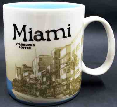Starbucks 2012 Miami Mug Global Icon Beachfront Buildings UNUSED 16 Ounces - Sold on eBay Nov, 10th 2018 for $34.95