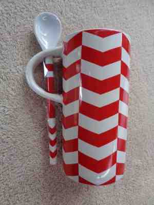 Starbucks 2013 Holiday Ceramic Mug with Spoon Red Chevron 8 oz. *NWOT* - Sold on eBay Nov, 17th 2018 for $5.00