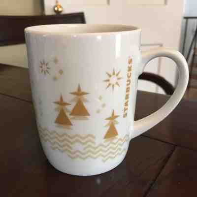 2013 STARBUCKS Christmas or Holiday Coffee Tea Mug - Snowflakes in Tan & Cream - Sold on eBay Nov, 13th 2018 for $9.99