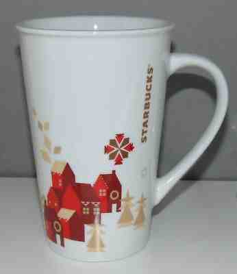 New 2013 STARBUCKS Lrg Red Gold Village Houses Holiday Christmas Mug 22oz Venti - Sold on eBay Nov, 12th 2018 for $14.95