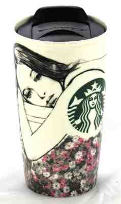 STARBUCKS 2013 Travel MUG Charlotte Ronson Ceramic Cup Tumbler 12 oz. Mermaid - Sold on eBay Nov, 11th 2018 for $48.95