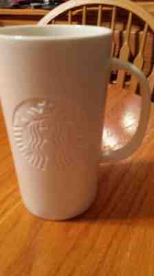Starbucks Etched Mermaid Logo Matte White Ceramic Coffee Mug 16oz Cup 2014 - Sold on eBay Nov, 18th 2018 for $9.99