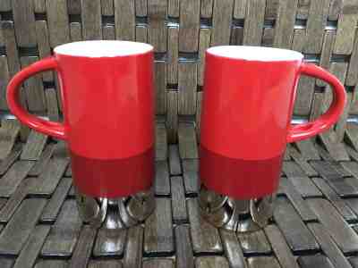 Starbucks 8 oz  Coffee Mugs Red and Golden 2014 (set of two) - Sold on eBay Nov, 17th 2018 for $19.50