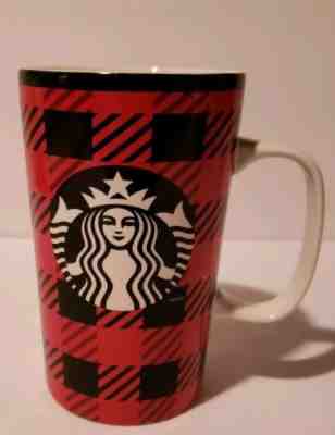 Starbucks 2014 Dot Collection Black and Red Buffalo Plaid Mug Coffee Cup 16 oz - Sold on eBay Nov, 17th 2018 for $7.99