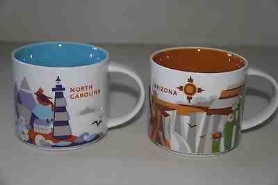 STARBUCKS 2014 YAH YOU ARE HERE - ARIZONA & NORTH CAROLINA - TWO MUGS - 2 STATES - Sold on eBay Nov, 17th 2018 for $30.00
