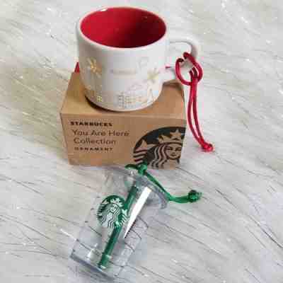 STARBUCKS 2014 Christmas Ornaments Florida You Are Here Mini Mug & Cold Cup - Sold on eBay Nov, 17th 2018 for $14.99