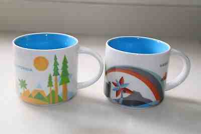 STARBUCKS 2014 YAH YOU ARE HERE - CALIFORNIA & Waikiki - TWO SUNNY Places & MUGS - Sold on eBay Nov, 16th 2018 for $34.00