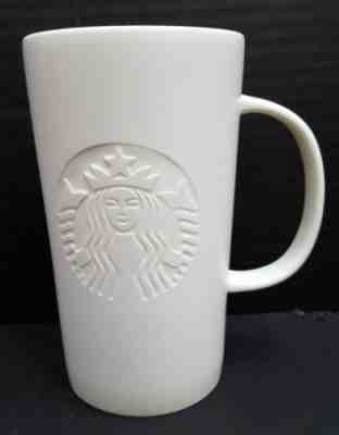 Starbucks Etched Mermaid Logo Matte White Ceramic Coffee Mug 16oz Cup 2014 - Sold on eBay Nov, 16th 2018 for $24.99