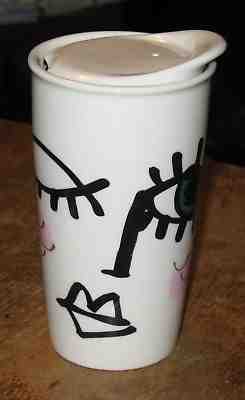 Starbucks 2014 Abstract Winking Eye Face 12 oz Travel Tumbler/Mug - Sold on eBay Nov, 16th 2018 for $16.95