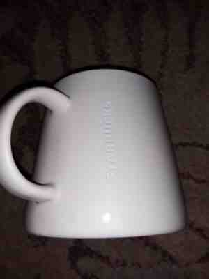 Starbucks 2014 Coffee Mug Etched Logo Wider Base Triangular Shape 16 oz White - Sold on eBay Nov, 15th 2018 for $22.49