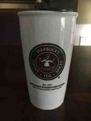 Starbucks Mug Double Wall Ceramic Tumbler Mermaid Logo 12oz 2014 travel cup/lud - Sold on eBay Nov, 14th 2018 for $12.00