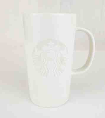 Starbucks Etched Mermaid Logo Matte White Ceramic Coffee Mug 16oz Cup 2014 - Sold on eBay Nov, 14th 2018 for $17.95