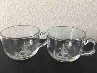 Set Of 2 Starbucks 2014 Clear Glass Etched 17 oz. Christmas Tree Coffee Cup Mug - Sold on eBay Nov, 14th 2018 for $17.57