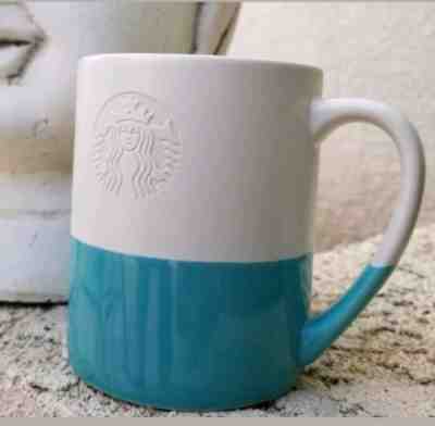 2014 Starbucks Hand-Dipped Siren Logo Coffee Mug Blue/White Ceramic 14oz - Sold on eBay Nov, 13th 2018 for $8.99