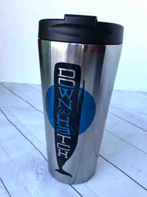 STARBUCKS Stainless Steel Tumbler Travel Mug Cup WHALE Down The Hatch 2014 - Sold on eBay Nov, 12th 2018 for $15.00