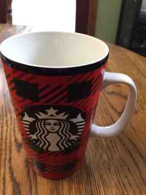 Starbucks 2014 Dot Collection Black and Red Buffalo Plaid Mug Coffee Cup 16 oz - Sold on eBay Nov, 10th 2018 for $9.00
