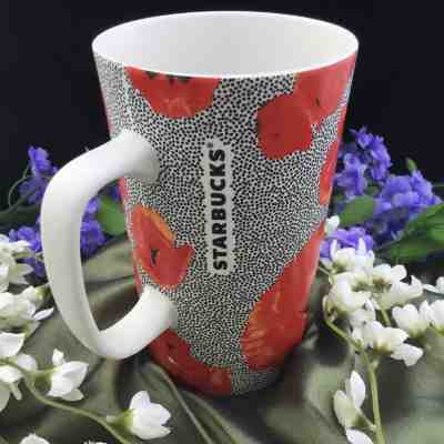 Starbucks Holiday Mug THAILAND Ceramic Poppy Coffee Tea Cup Flower - 2015 - Sold on eBay Nov, 17th 2018 for $10.00