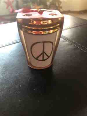 Starbucks Peace Sign Mini Travel Mug Christmas Ornament 2.5" Tall New 2015 - Sold on eBay Nov, 17th 2018 for $8.00
