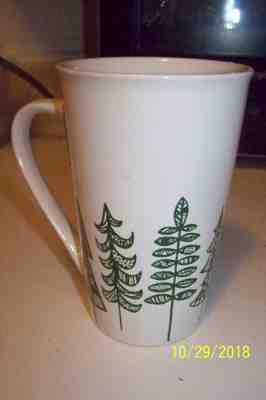Starbucks Coffee Mug White 14.67 oz Christmas Green Pine Trees 6” Tall 2015 - Sold on eBay Nov, 15th 2018 for $12.99