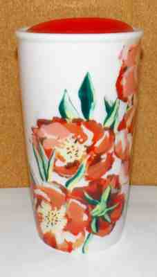 2015 STARBUCKS TROPICAL RED FLOWERS ALL CERAMIC 10OZ. TRAVEL MUG CUP EXCELLENT - Sold on eBay Nov, 14th 2018 for $18.55