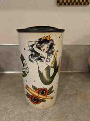 Starbucks 2015 Tattoo Dot Mermaid Siren Ceramic Travel Mug Tumbler 12oz  - Sold on eBay Nov, 13th 2018 for $79.00