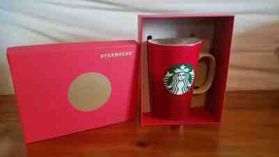 STARBUCKS CHRISTMAS HOLIDAY SEASON COFFEE MUG 2015 RED WHITE  GOLD NEW BOXED - Sold on eBay Nov, 13th 2018 for $19.99