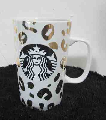 STARBUCKS 2015 Dot Collection LEOPARD Cheetah Gold Coffee Mug 16 oz  - Sold on eBay Nov, 12th 2018 for $7.00