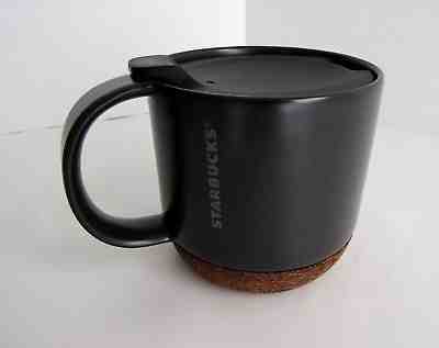 STARBUCKS ~ CERAMIC TRAVEL DESK-TOP BLACK MUG CORK BOTTOM 12 OZ - 2016 EX COND - Sold on eBay Nov, 17th 2018 for $14.99