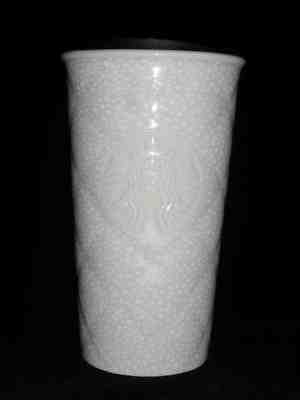 Starbucks Ceramic Tumbler Mug Siren Quilted White Snow Double Wall 2016 NEW - Sold on eBay Nov, 17th 2018 for $17.99