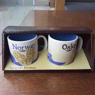 2 Demitasse Starbucks City Mugs 3 oz NORWAY & OSLO Series 2016-2017 Discontinued - Sold on eBay Nov, 17th 2018 for $34.00