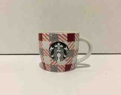 STARBUCKS 2016 ESPRESSO RED/GRAY PLAID DEMI 3 OZ COFFEE MUG W/BLACK SIREN LOGO - Sold on eBay Nov, 14th 2018 for $8.99