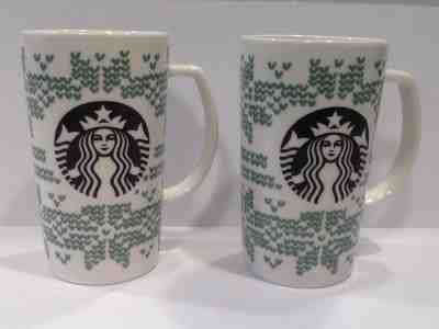 Starbucks 2016 Holiday Green Snowflake Mugs 16 oz  - Sold on eBay Nov, 12th 2018 for $21.99