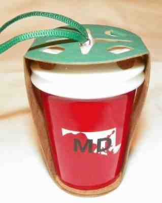 2016 STARBUCKS COFFEE RED MARYLAND STATE CHRISTMAS TREE TO GO MUG ORNAMENT - Sold on eBay Nov, 12th 2018 for $7.99
